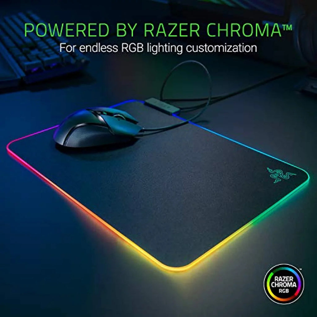& Rubber Razer Speed, Mouse Pad: Non-Slip Hard RGB Built-in Gaming Control Base V2 Management, Chroma Lighting, Firefly Customizable Cable Balanced