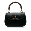 Handbag (Good) Unisex Black Bamboo Pre-Owned HandleBag Night Gucci Calf Authenticated Leather Top