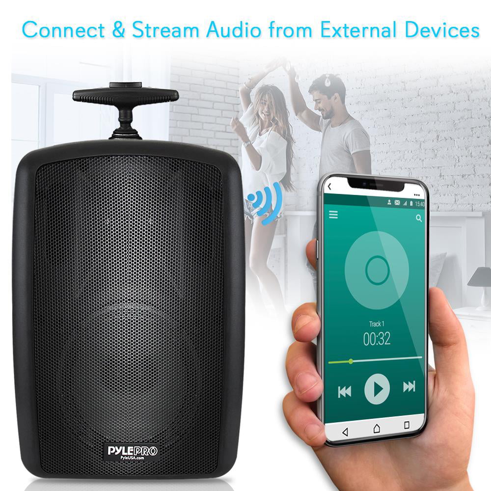 Rechargeable Bluetooth Powered Battery 360W System Pyle Wireless - Compatible PA Speaker Portable