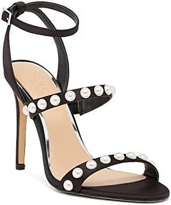 Mischka Sandal Gracie Faux Black, Pearl 8 Satin Jewel Badgley