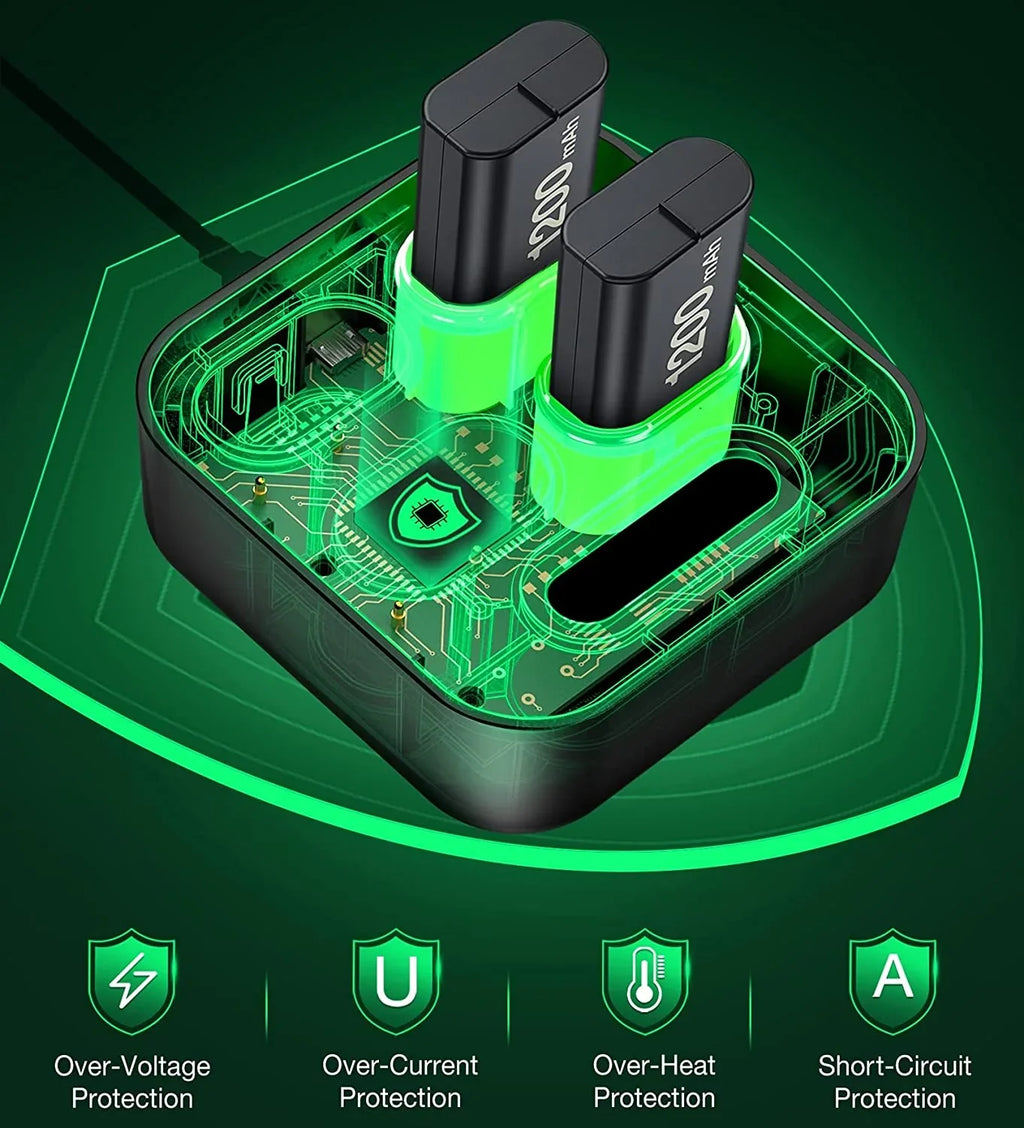 Pack EUROA with S/X/Elite-Black Battery Xbox for for Xbox Battery Rechargeable Controller 4x1200mAh Charger One Pack X|S/Xbox Xbox Series