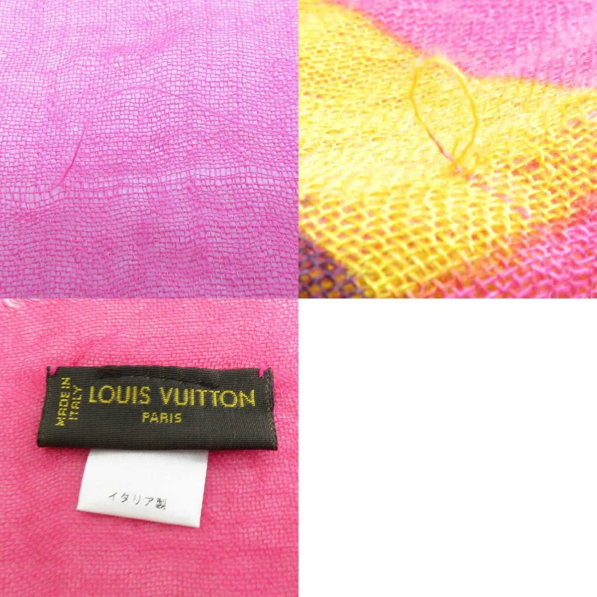 Women's Pre-Owned (Good) VUITTON LOUIS e58449a Shawl Pink/Multicolor Louis Vuitton Cashmere/Silk