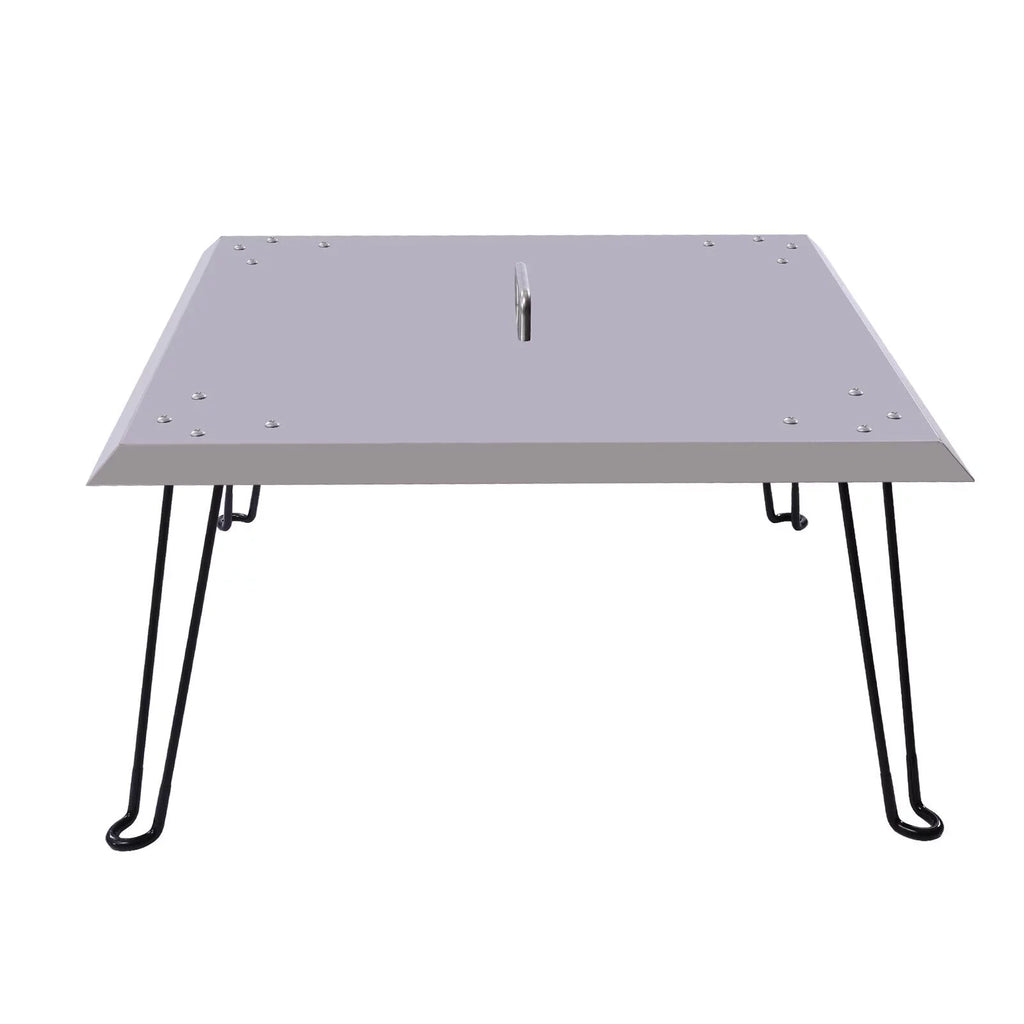 with Down Cover Pit and Legs Steel Deflector Push 24*24in Out Heat Fire Burner Square to Pit Fire Stainless Foldable Heat Miumaeov