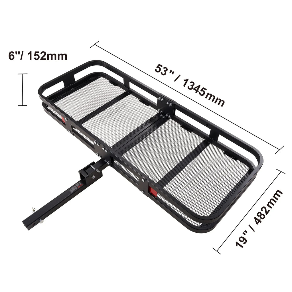 Cargo with Steel Foldable Net Waterproof Straps Hitch BENTISM Receiver 2" Fits Carrier Bag Cargo Basket 60x24x6in 500lb Cargo Mount Ratchet