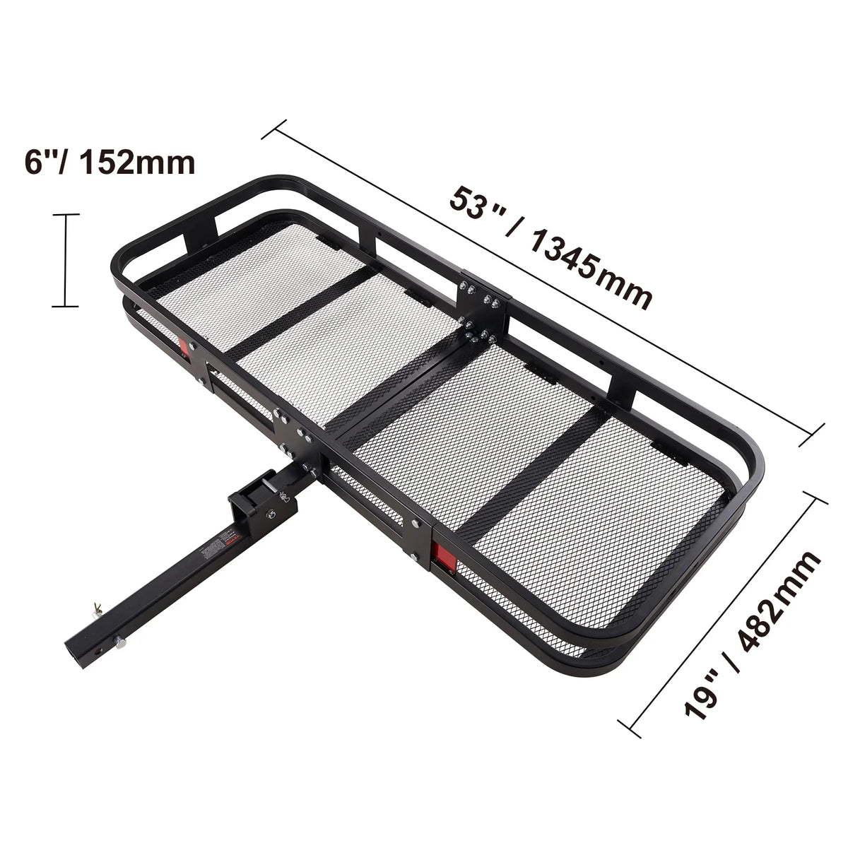 Cargo with Steel Foldable Net Waterproof Straps Hitch BENTISM Receiver 2" Fits Carrier Bag Cargo Basket 60x24x6in 500lb Cargo Mount Ratchet