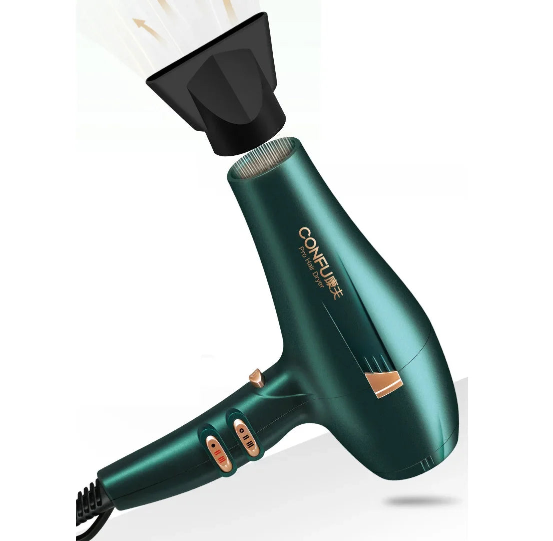professional Dryer, 2 High 3 Settings, Cool Dryer, Quiet Speed hair and air wind Function Ionic for and Silver Heat Button, Results cold stylist hot Dryer, Shinier high Hair Shot Power 2000W CONFU