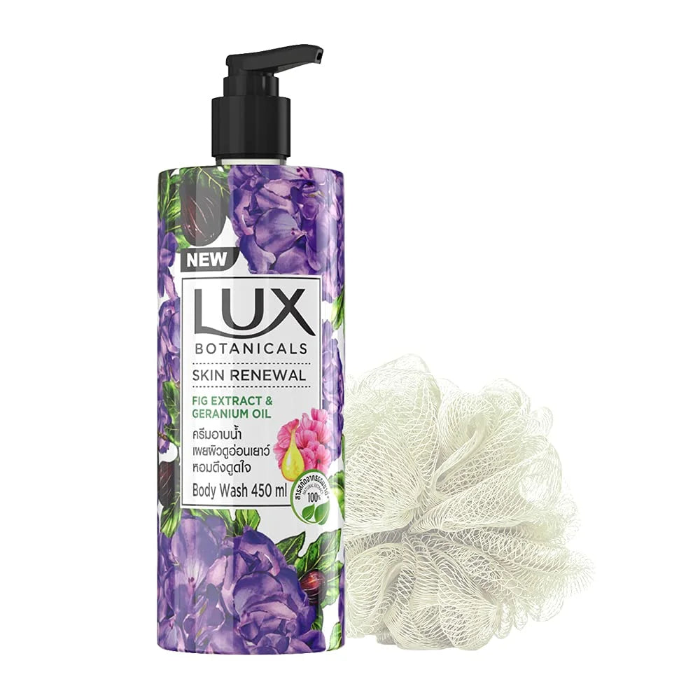 Loofah, Paraben, 450 Gel, Free Botanicals Shower Natural No Skin Extracts, Lux Ml Renewal