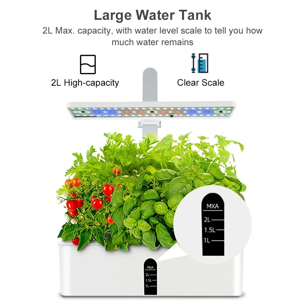 Pods Home Lights 2L Smart 9 Office Water Growing Smart Kit Automatic LED Pump Tank 15W Garden with System Kitchen Grow Adjustable Timing Indoor for Hydroponics Height Leyfeng Herb Water