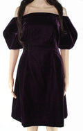 Puff-Sleeve Jill Jill Velvet (0, Shift Women's Eggplant) Dress Stuart