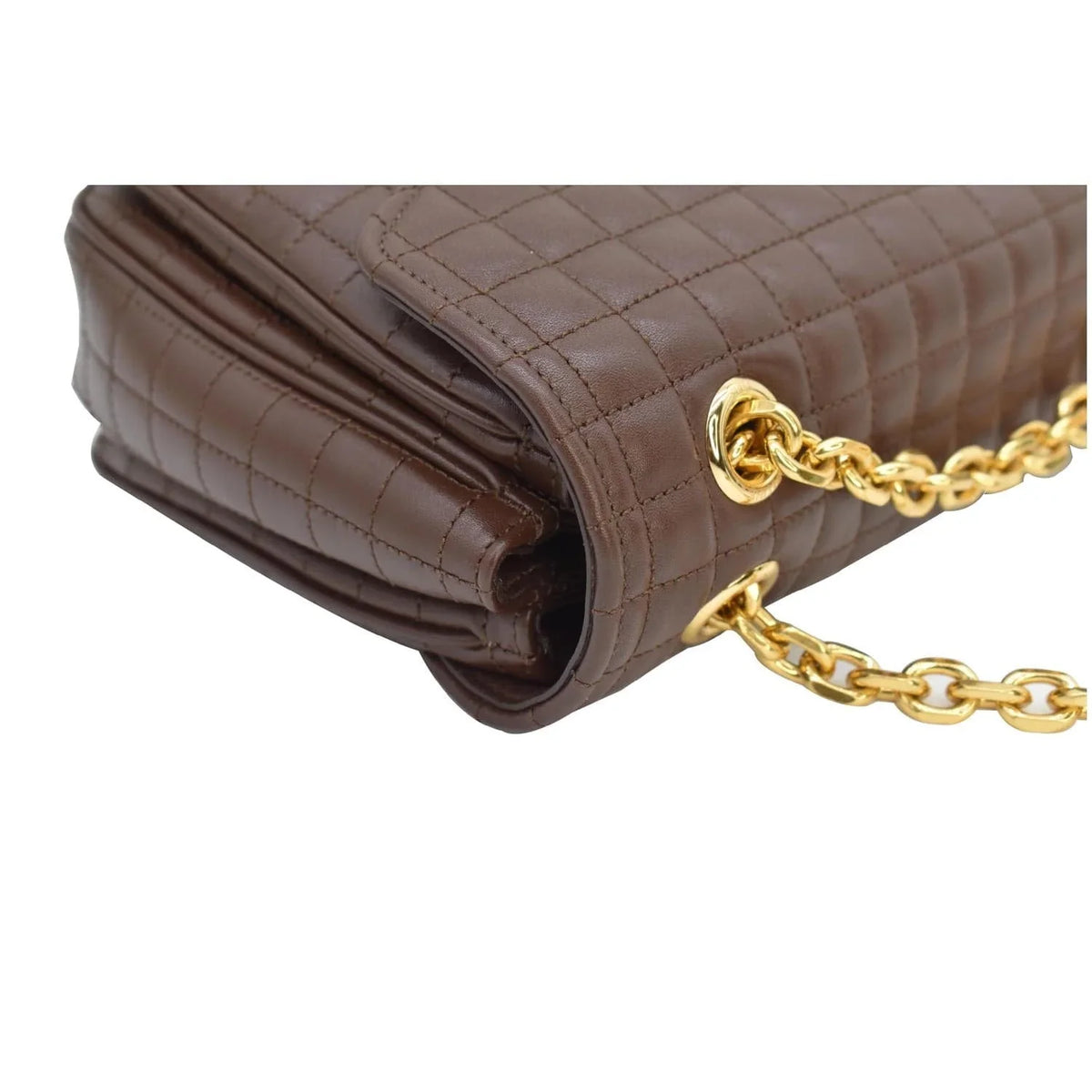 Bag C Medium Pre-owned Leather Crossbody Quilted CELINE Khaki