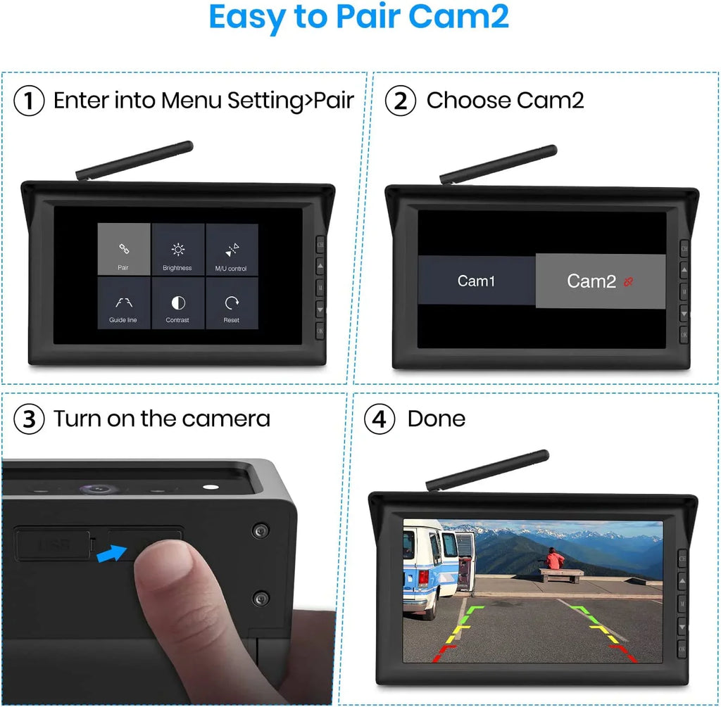 Solar4 Car/Truck Camara Wires Backup Vision for Back Camera Night Installation AUTO-VOX for Wireless RV Camera up , 1080P View Only,No IR Rear