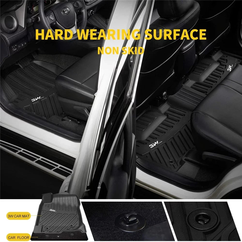 Liner Volkswagen (2018-2023),TPE Full Tiguan,1st Floor for & Tiguan Custom Volkswagen 2nd Mats for All Fit Car Floor Liners,Black 3W Row Weather Set