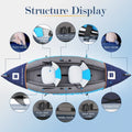 2 Inflatable Paddles Person 2 Blue Sekkvy Set Kayak for Bag Fishing Blow 11ft Fins Up and 3 Angler Kayak Adults Carrying with