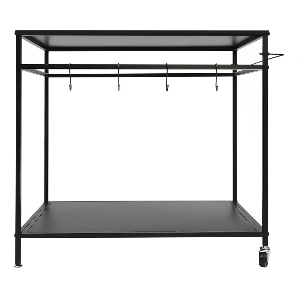 Movable Cook Outdoor Food Serving Station 2-Tier Grill Table Rack Shelf Cart BBQ Prep