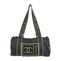 Sport Line Nylon Round Cocomark Khaki Travel Canvas Series Chanel Cylindrical Green 10 Black Shoulder Boston (Fair) Bag Pre-Owned CHANEL