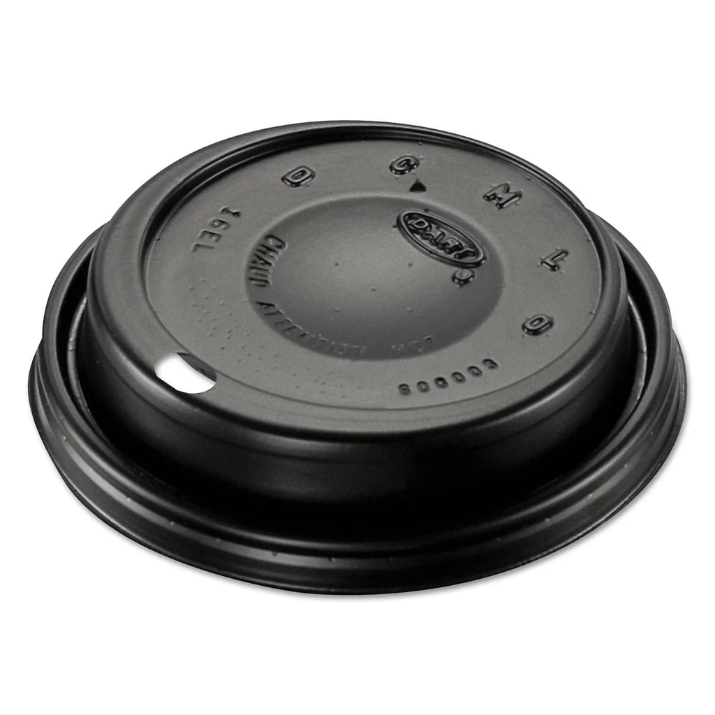 Sipper Black (1000/Carton) Lids Cappuccino Plastic 16ELBLK Dart - Dome