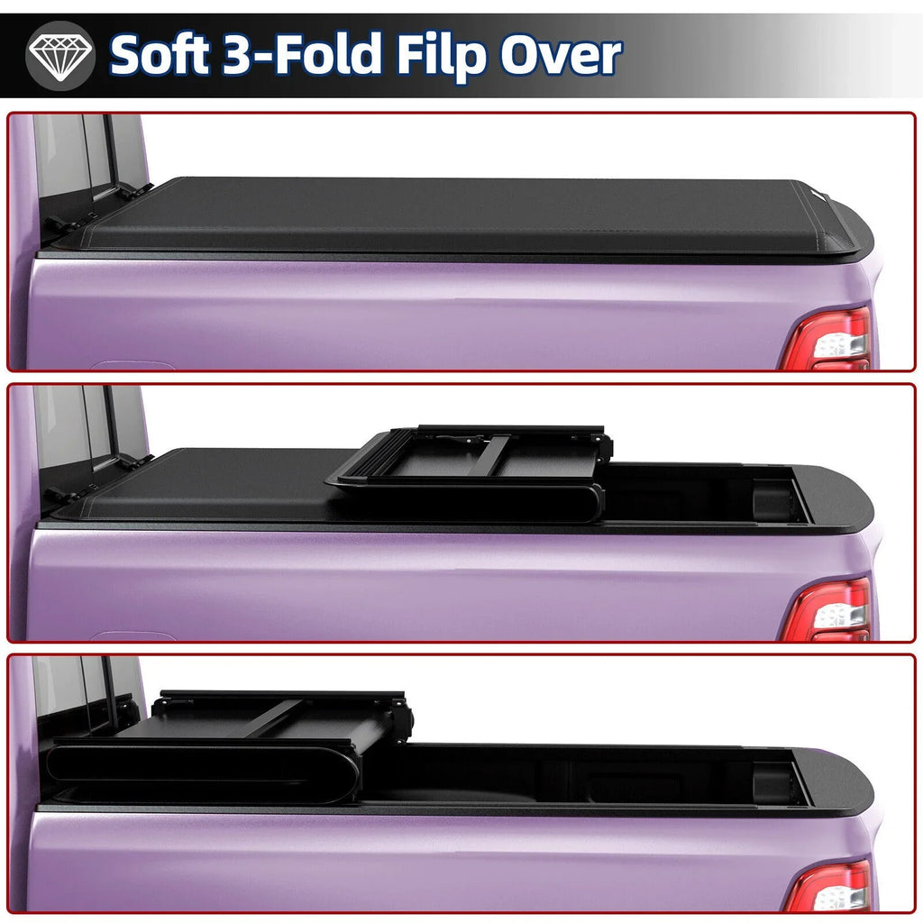 2020-2023 JT Gladiator Truck Bed for Ledkingdomus Feet 5 Top Tonneau Jeep on Cover Tri-fold Soft