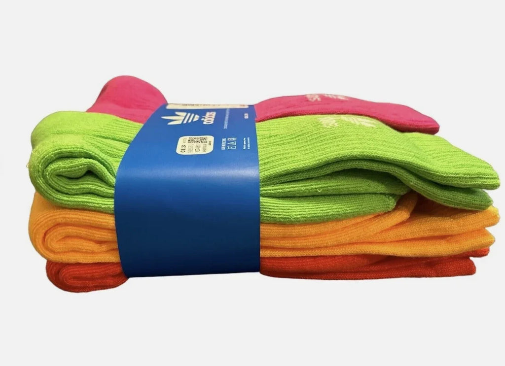 Adidas Youth Socks, Originals Pack, Trefoil Large Crew Multi-colored, 6