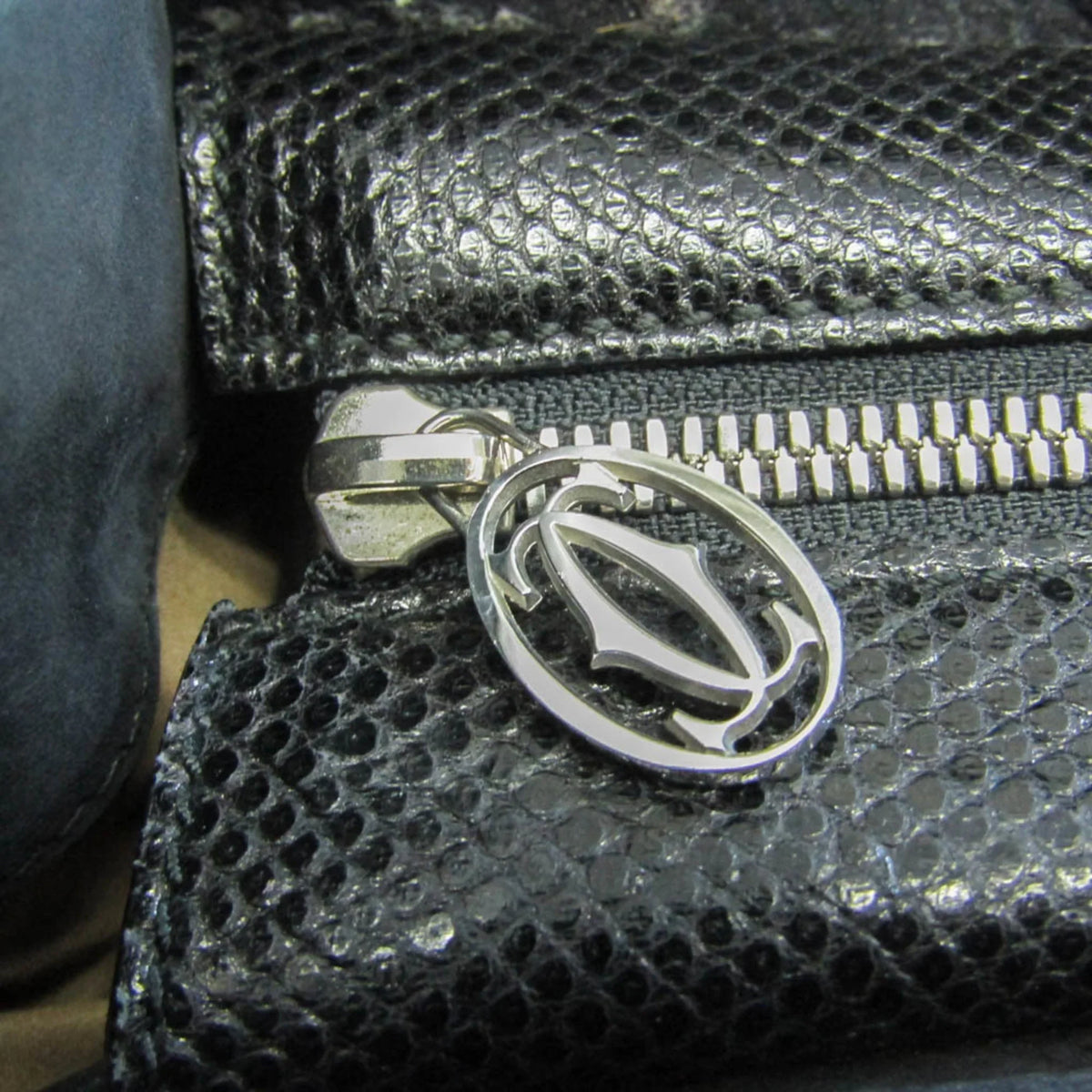 L1000928 Suede,Leather Snake (Good) Cartier Pre-Owned Handbag,Shoulder Marcello Bag Water Black Women's