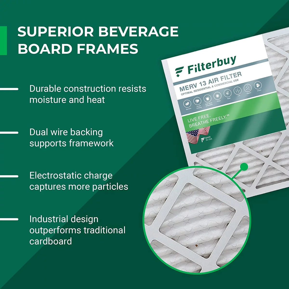24x24x1 HVAC (3-Pack) MERV Pleated Air AC Furnace Filters 13 Filterbuy