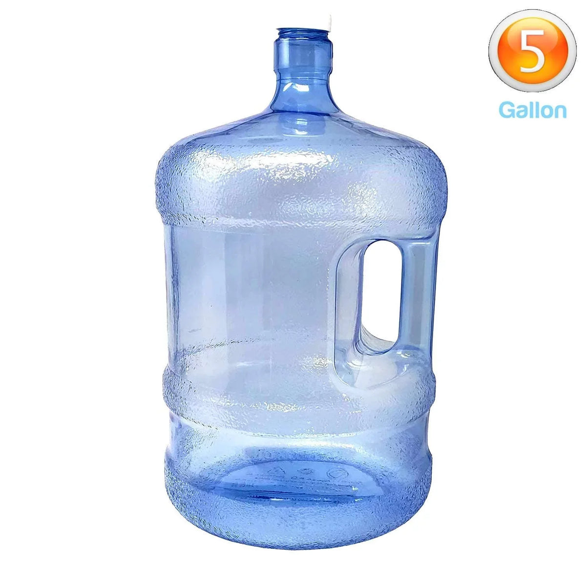 Reusable Water Camping Gallon Carry Grip Use, 5 Plastic Easy Residential Bottle Sports Container, Commercial PureAqua Handle, Jug BPA-Free &