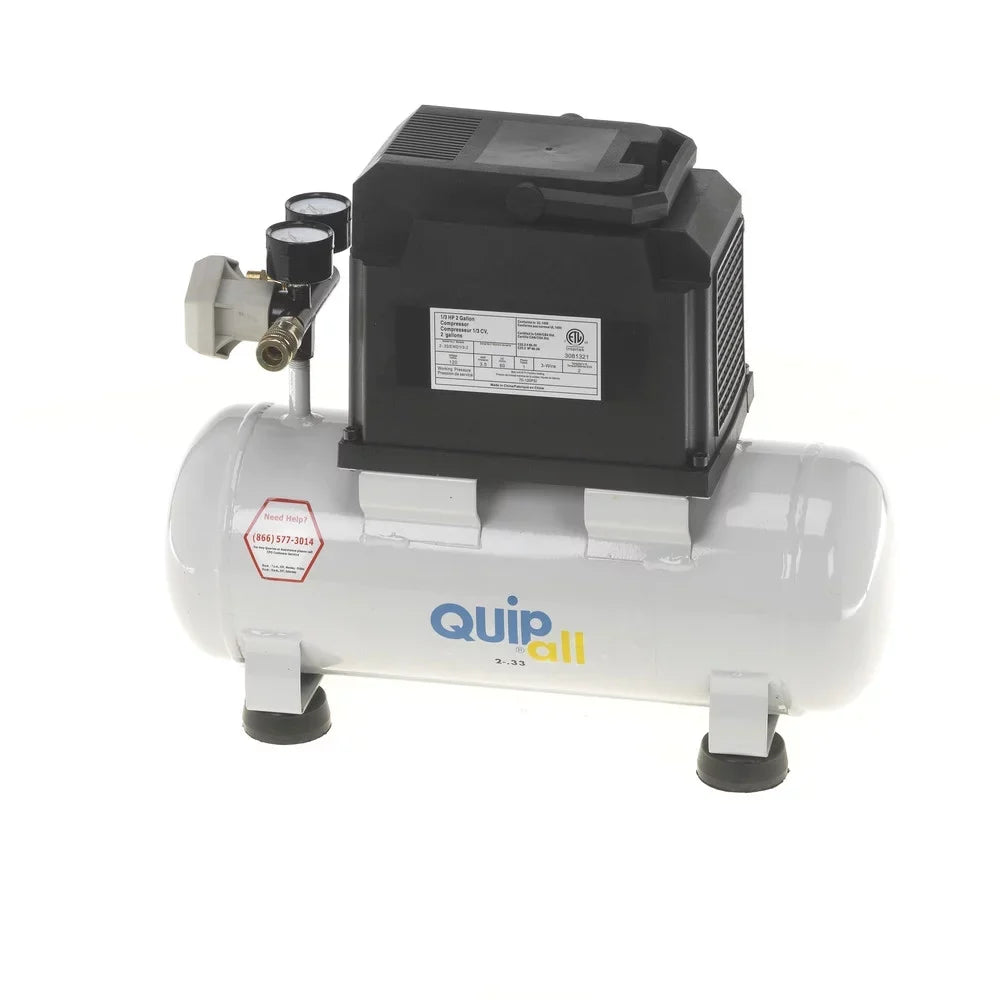 Compressor Gallon Hotdog 1/3 2 Quipall HP 2-.33 Oil-Free Air