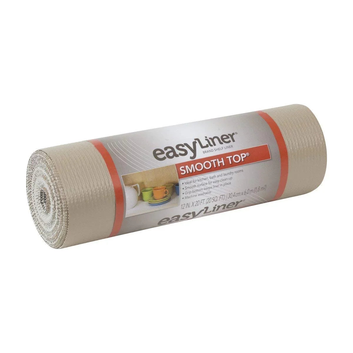 Smooth 20-Inch x 12-Inch 24-Foot Liner Non-Adhesive Total EasyLiner Duck Rolls and 2 Top Shelf 20-Foot, x Taupe,