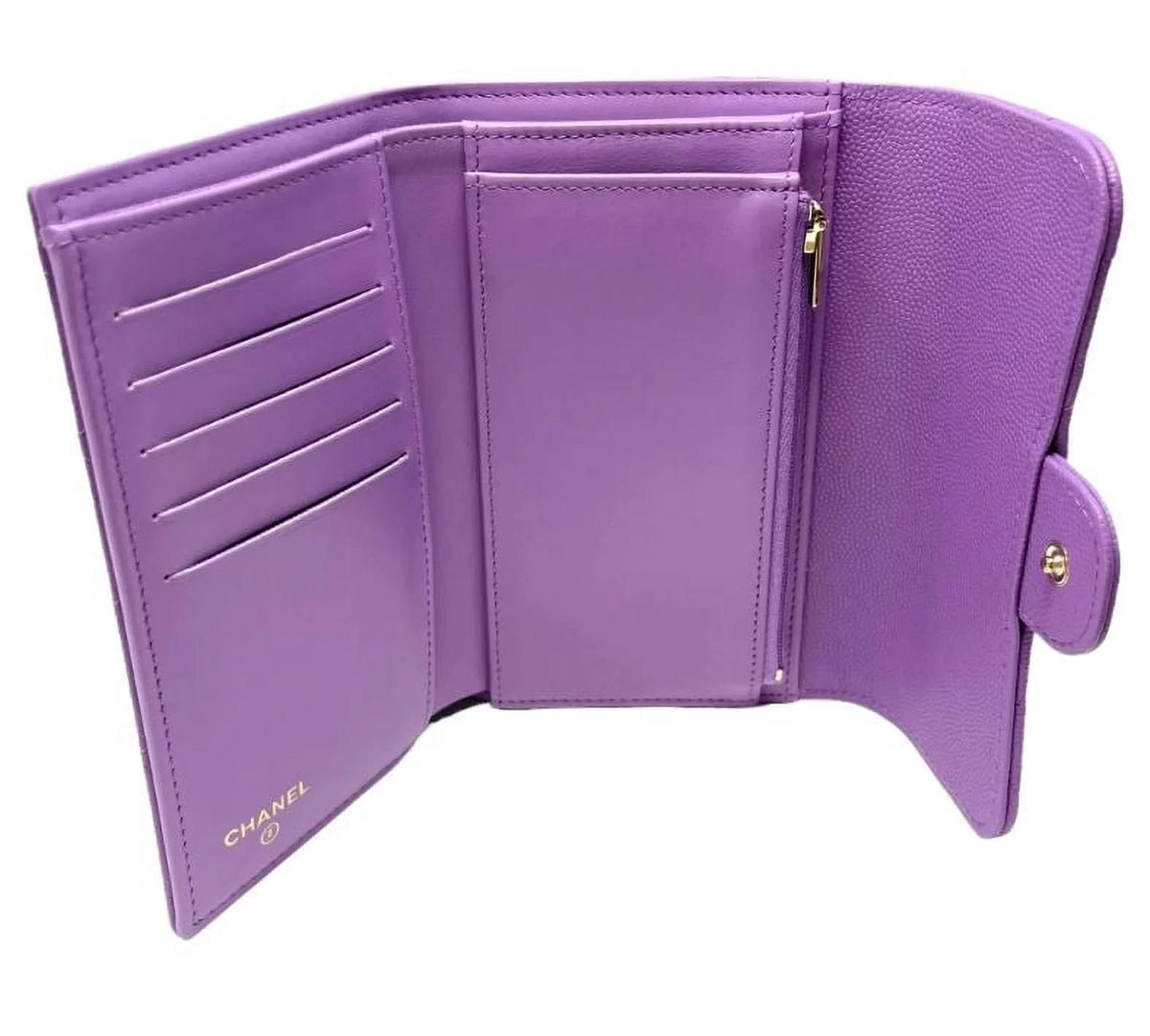 Bag Clutch Chanel Long Purple NEW Leather Wallet Quilted