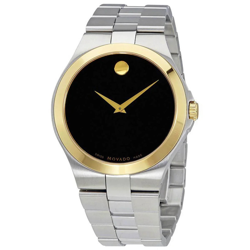 606910 Bezel Black Ladies Gold Tone Dial Quartz Edition Watch Steel Movado