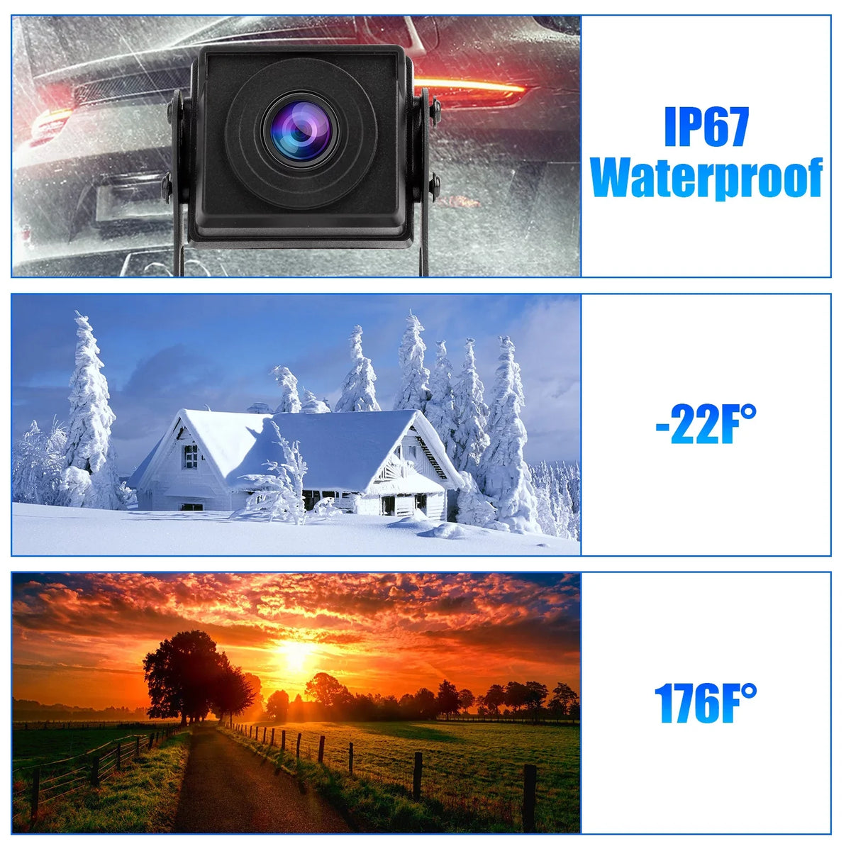 Backup View Kit with Camera Waterproof Kit, 1080P Vision, TSV Reverse Monitor Rear Camera Monitor Night