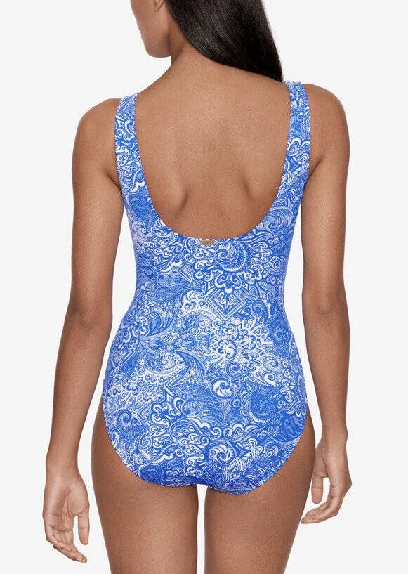 Swimsuit Ruffled Tummy-Control Lauren Ralph Printed One-Piece