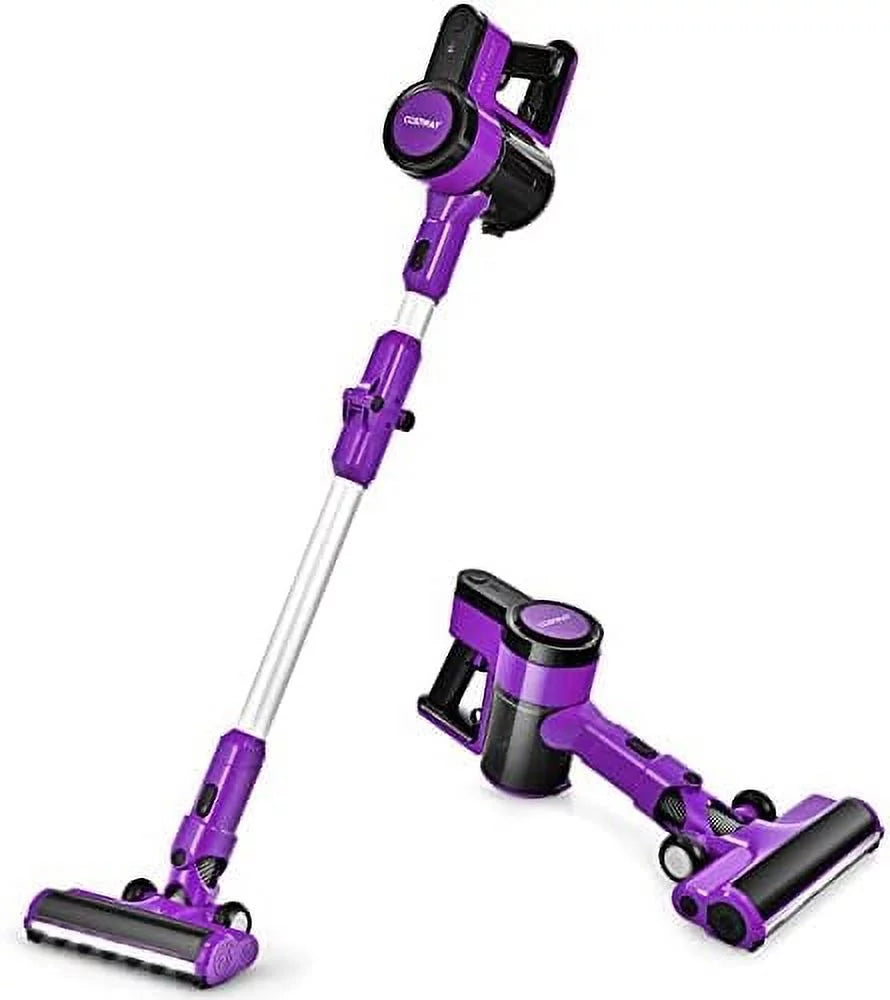 Vacuum For 3-In-1 (Purple) Cleaner, & Lightweight Cordless Floor Battery, Rechargeable Stick Hair, 45-Minute & Car, Wall-Mounted Vacuum Handheld Carpet Runtime With 2000Mah Hard Pet Vacuum