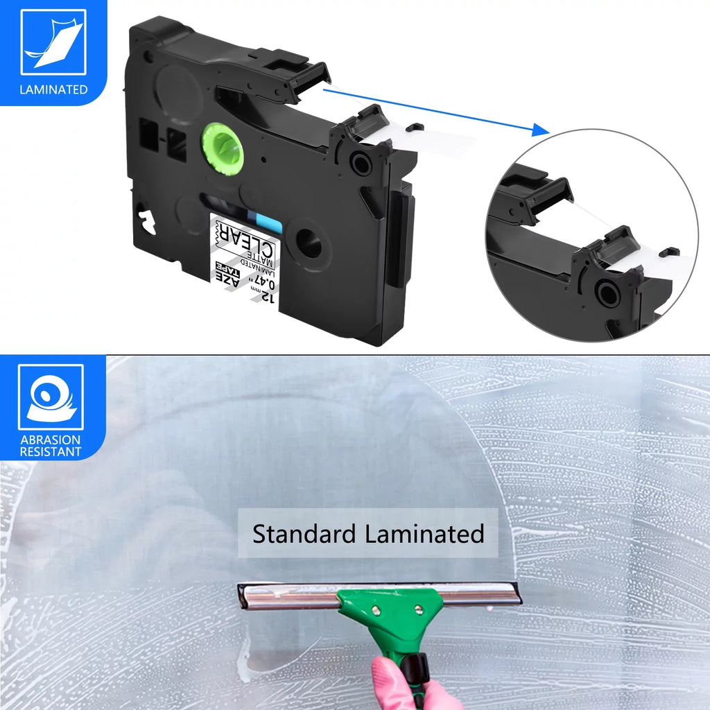 P-touch Black GREENCYCLE Matte Tape 12mm Compatible TZ-M31 for Laminated TZeM31 on Clear Brother TZM31 TZe-M31 Label 30PK 0.47"
