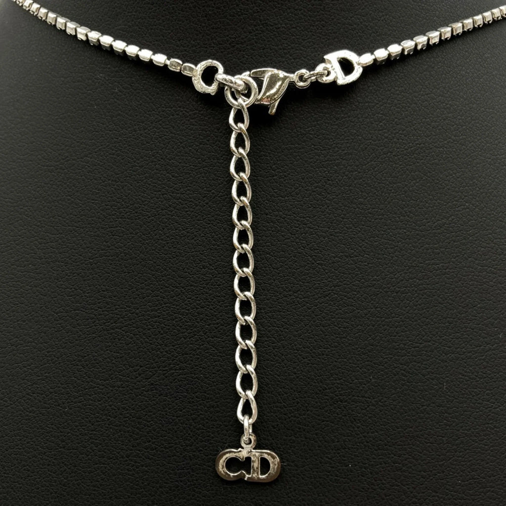 (Good) Women's Dior Rhinestone IT1TZZH18V36 Christian Color Silver Pre-Owned Plate Necklace