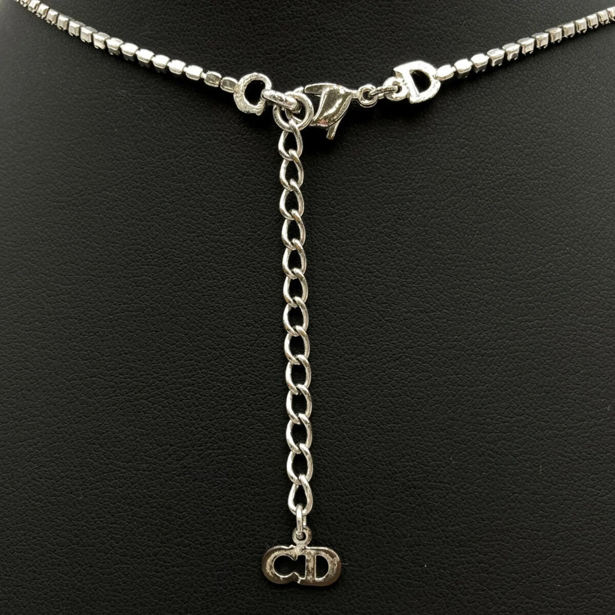 (Good) Women's Dior Rhinestone IT1TZZH18V36 Christian Color Silver Pre-Owned Plate Necklace