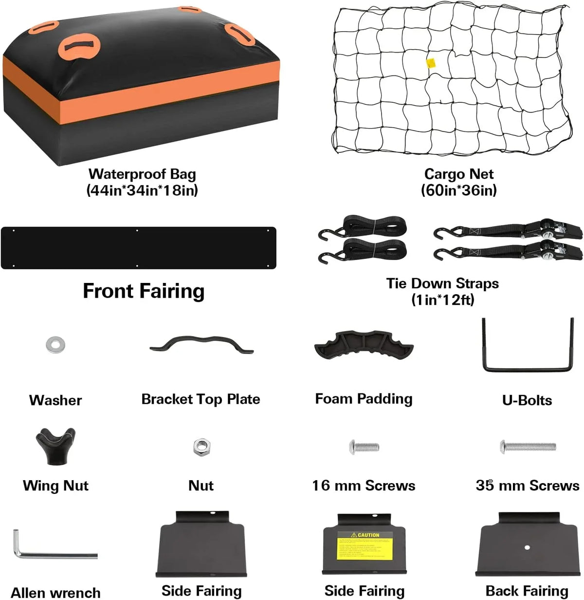for Net, Rack, Carrier 54" Tie Rooftop Duty Waterproof Thten Capacity, Basket Rack Luggage 150lb Roof Steel 34" Holder Construction Down with SUV, Heavy x Cargo Car Top Bag, Strap, Extension and