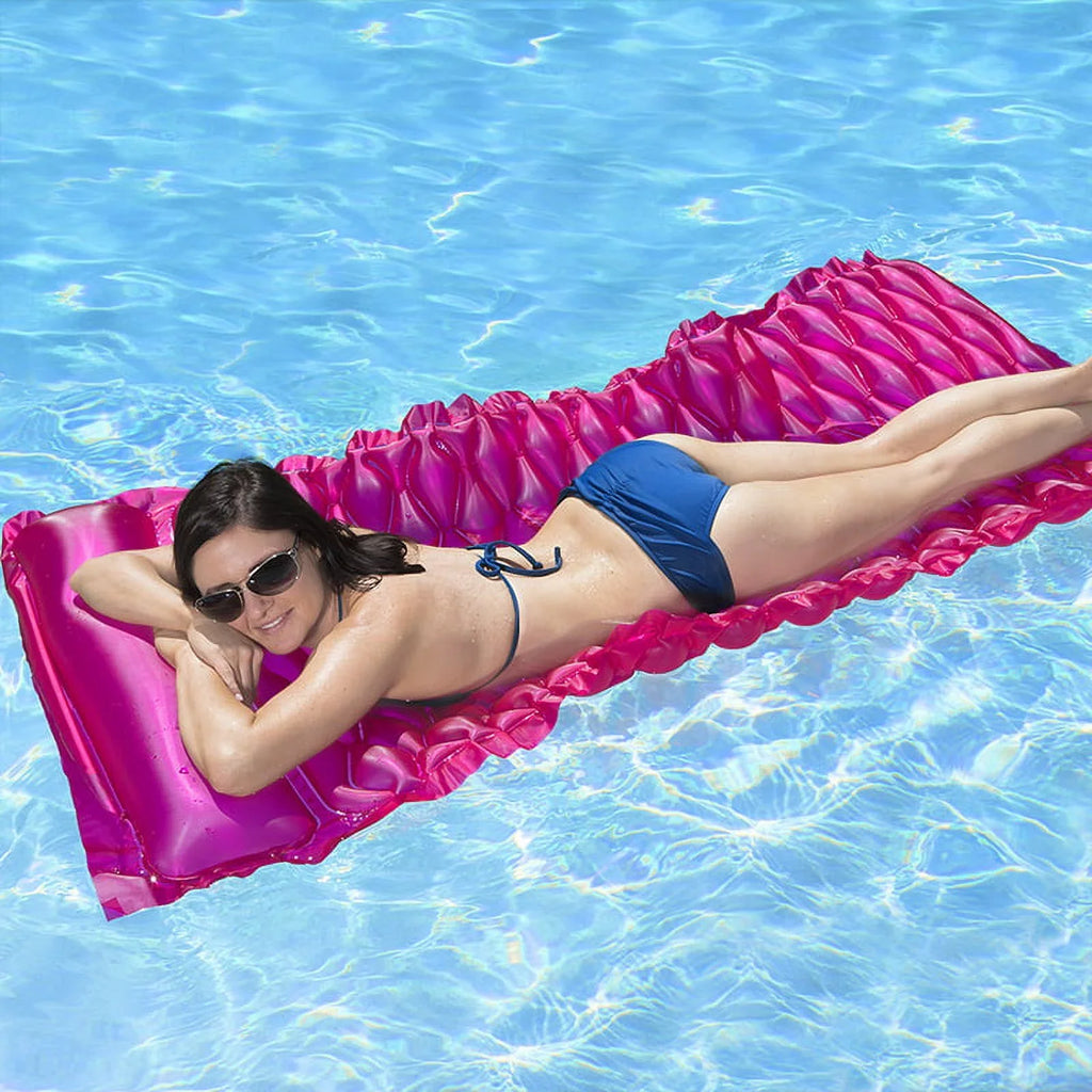 Air Swimming Mattress Pink 1-Person 'N' Pillow 85" Go Roll - Inflatable Pool with