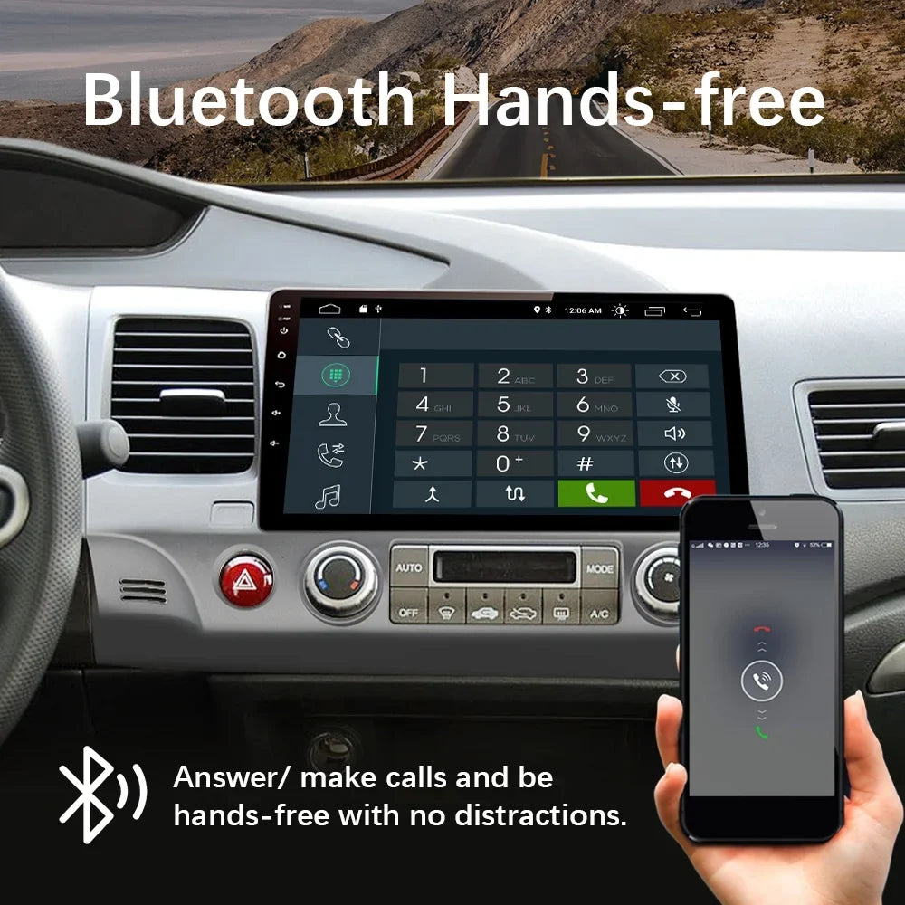 Control Civic Awesafe Apple Auto 12 10 Carplay,Android for 2006-2011, Android with Car Radio Inch Wheel Steering Honda Stereo