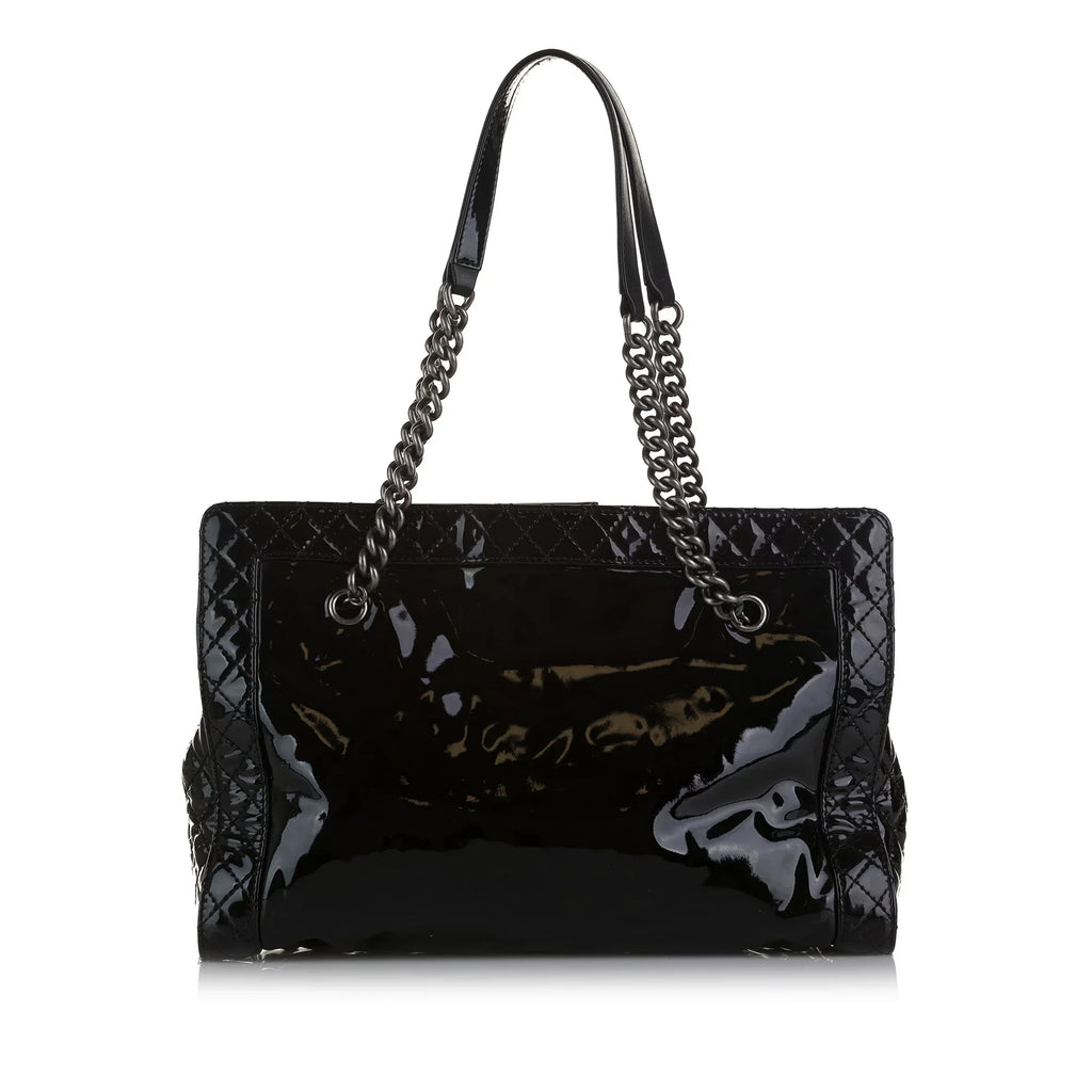 Shopping Reverso Tote (Good) Tote Chanel Patent Bag Authenticated Boy Leather Black Pre-Owned Unisex