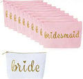 Canvas Bachelorette Bags Margaret for Parties Weddings, Set and Samantha Pink of Bridal - and Makeup Showers White - 11