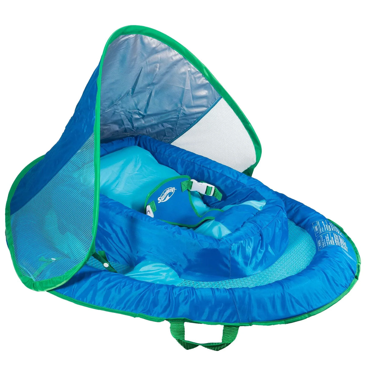 with Spring Pool Inflatable Swimming Baby Float Infant Canopy, SwimWays Blue