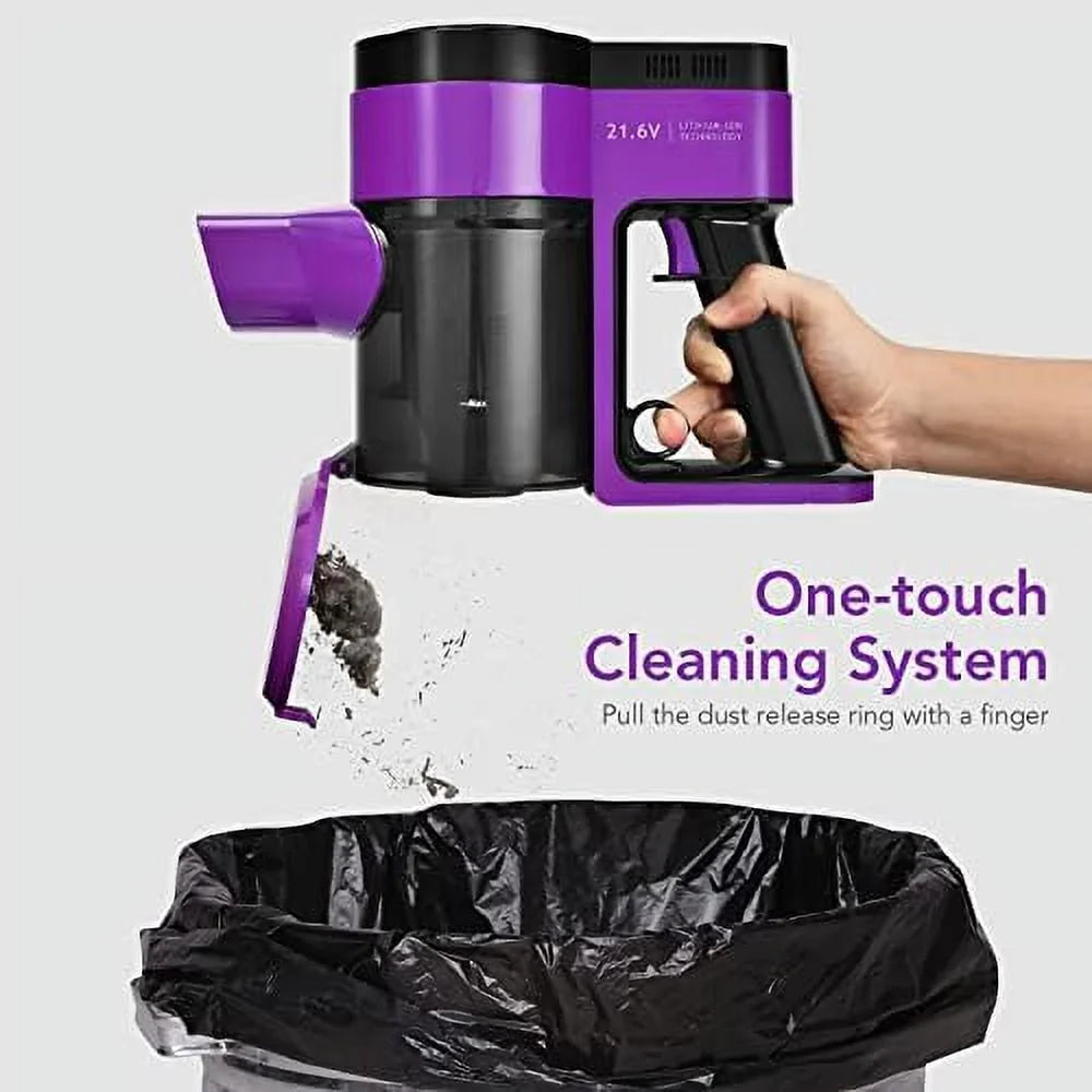 Vacuum For 3-In-1 (Purple) Cleaner, & Lightweight Cordless Floor Battery, Rechargeable Stick Hair, 45-Minute & Car, Wall-Mounted Vacuum Handheld Carpet Runtime With 2000Mah Hard Pet Vacuum