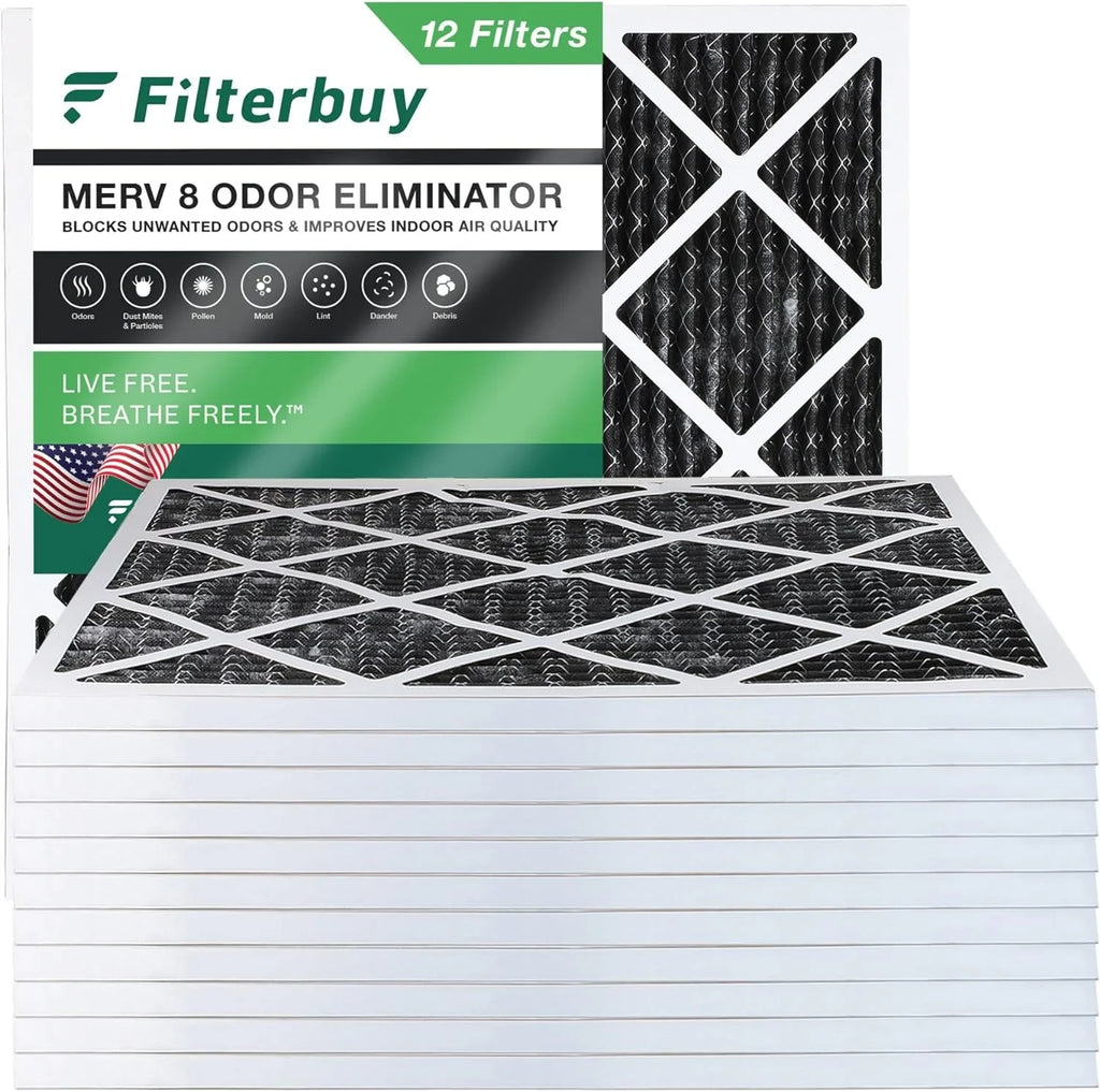 Carbon 12x12x1 HVAC Filters 8 with MERV Air Filterbuy Eliminator (12-Pack) Furnace Odor Pleated AC Activated