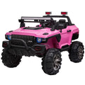 Pink Police Car SUV 2-Seater Truck Ride Remote Kids with Parental Toy On Aosom Control, Electric 12V