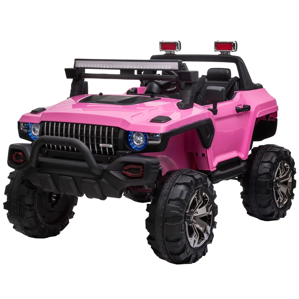 Pink Police Car SUV 2-Seater Truck Ride Remote Kids with Parental Toy On Aosom Control, Electric 12V