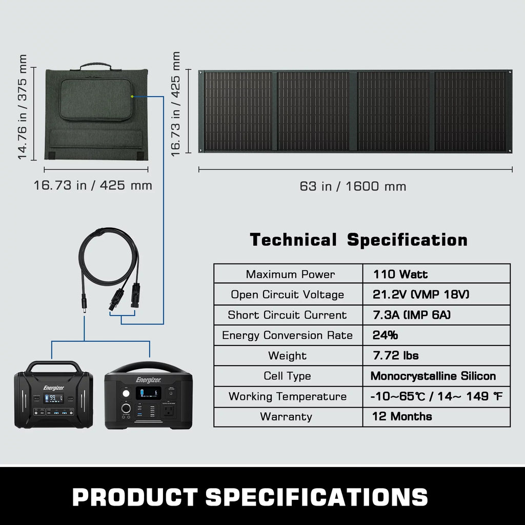Output Power 110W, Fast Trailer Charging Foldable Segmart and Solar with Devices, Portable Station Camping for Power for USB Car Marine Station PD18W Panel