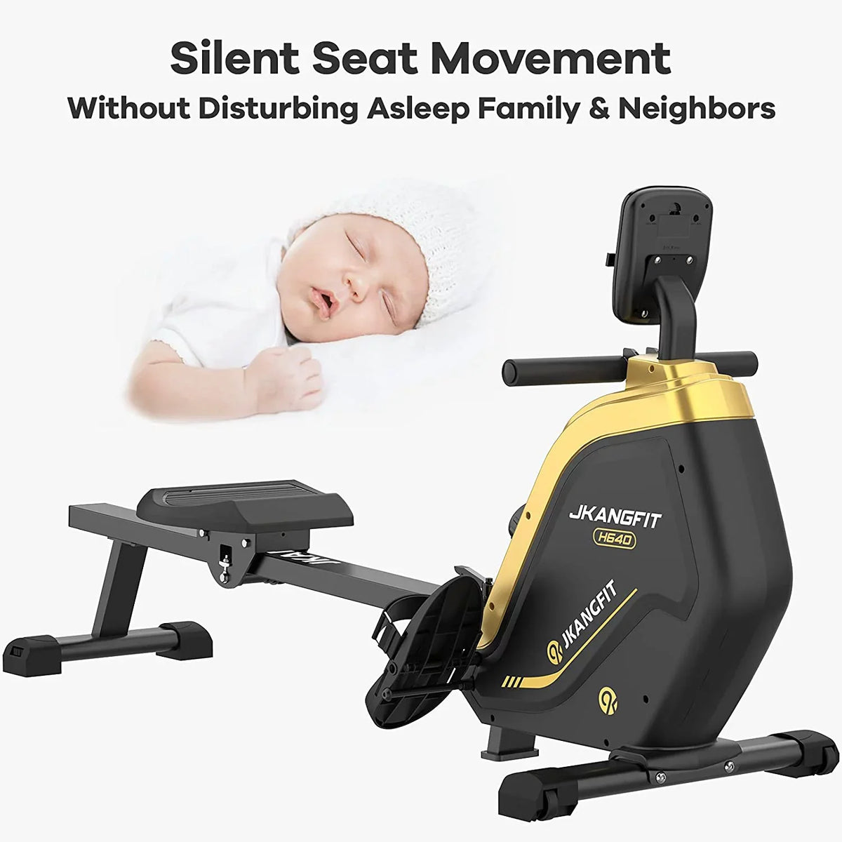 Resistance Levels Indoor Full Magnetic Rowing with Monitor - for Device 16 LCD Body pooboo Machine Home Folding Rower Machines Use for Rowing Holder