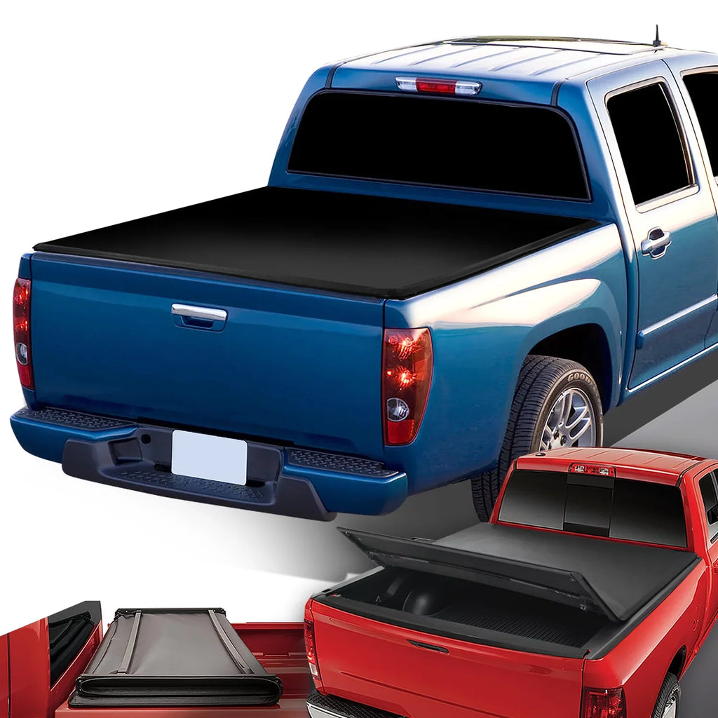 2012 to 07 TTC-TRISOFT-042 Soft 08 Trunk 11 DNA 10 Tonneau Chevy Tri-Fold 5'3" Fleetside Motoring Cover Adjustable Colorado 06 GMC For 05 09 Canyon 2004 Bed
