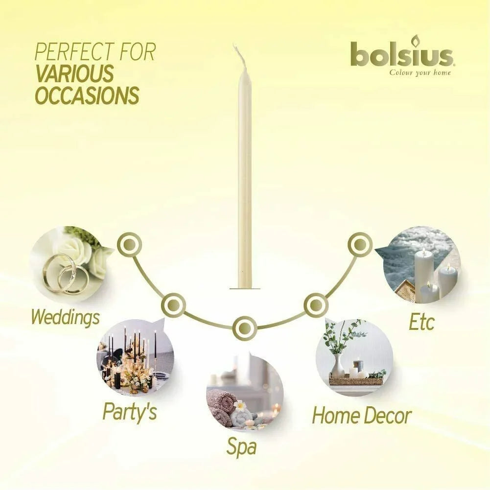 Table 7.5 Unscented Wedding for Decoration Party, Dinner - Christmas, Household Candles 30 Pack Burning - - Smokeless Taper Spa, Bolsius Long Hours Candle Ivory Bulk