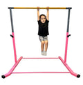 Junior for Gymnastics Training Gym Horizontal 5 FT HD Bar, Bar Expandable Bar to Kip Legs Gymnastic Balançoire Training Equipment 3 BAR Adjustable Strong FT Home Bar Height PINK Curved Gymnastics Kids